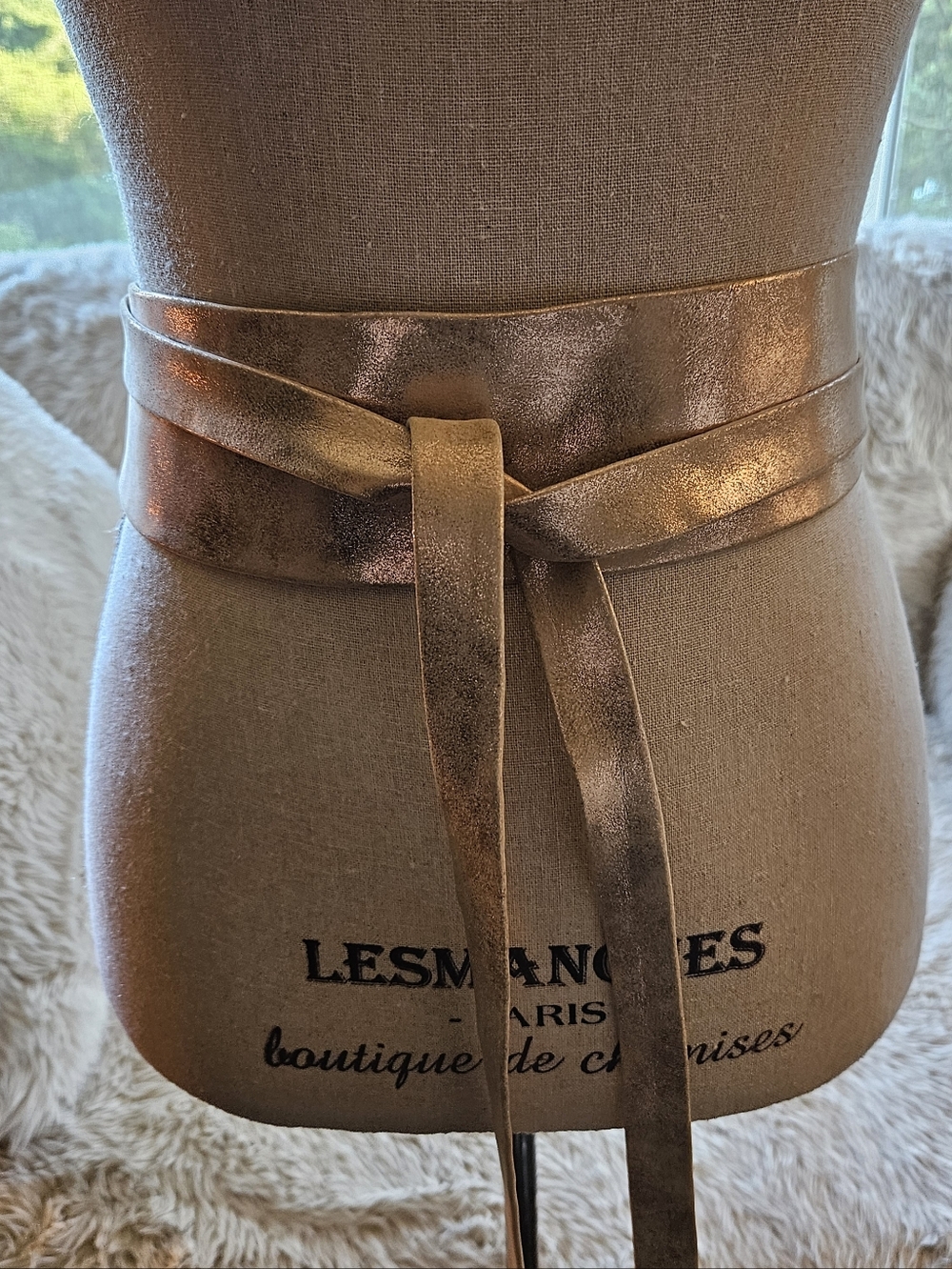 ADA Pale Pink Metallic Leather Wrap Belt
